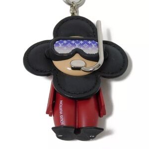 Louis Vuitton Bijoux Sac Vivienne Diver Black Red Key Ring Bag Charm M00748